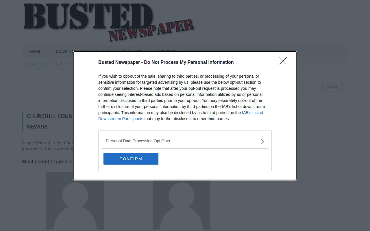 Churchill County Busted Newspaper secondary booking-index interface